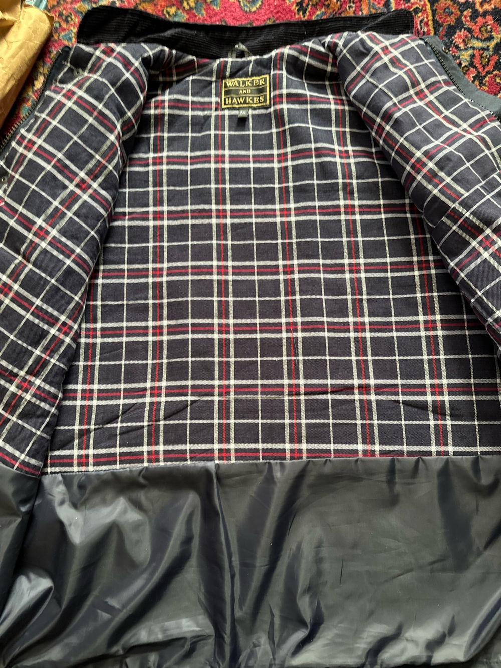 Walker & Hawkes Made in England Waxed Cotton Vest Men’s XXL Navy Blue - Picture 6 of 9